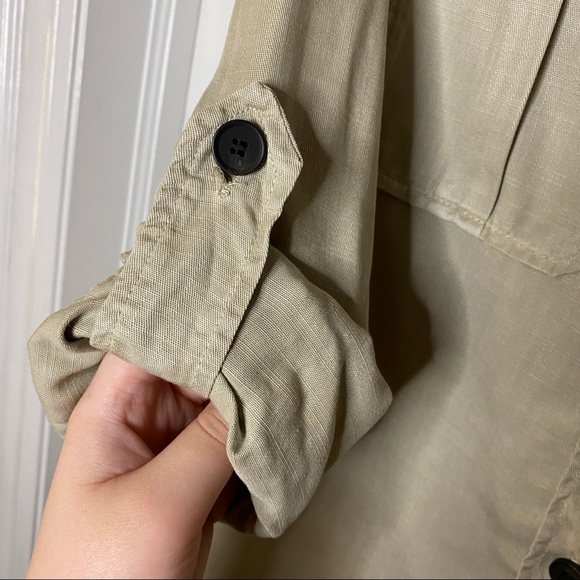 Zara linen shirt size S color khaki/tan - Picture 3 of 7